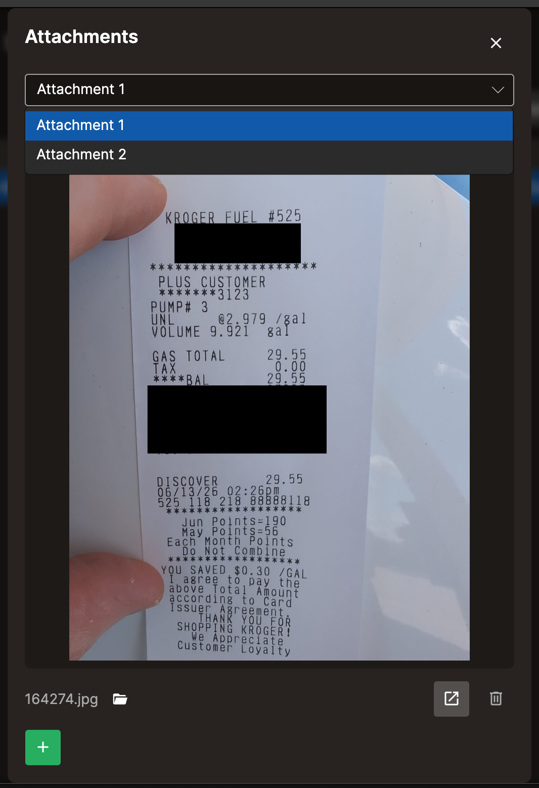 The attachment dialog showing an image and a PDF